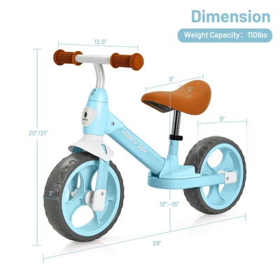 Honey Joy Kids Balance Bike Toddler Training Bicycle W/ Feetrests For 2-5 Years Old RedBluePink - Image 9