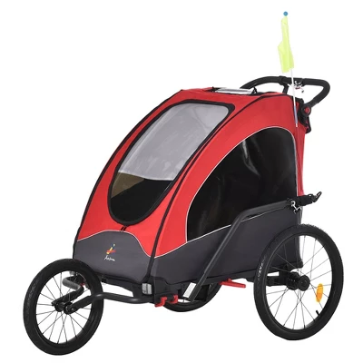 Aosom Bike Trailer For Kids 3 In1 Foldable Child Jogger Stroller Baby Stroller Transport Carrier Rubber Tires Kid Bicycle Trailer - Image 7