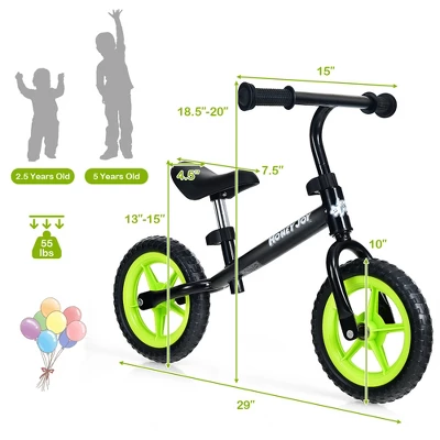 HoneyJoy Kids Balance Bike No Pedal Training Bicycle W/Adjustable Handlebar & Seat YellowBlackBlueRed - Image 2