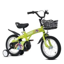 Grungis Kids Bike With Detachable Auxiliary Wheels For Girls & Boys Aged 5-10,Height 45-57",Carbon Steel Frame,Heavy Duty Front Basket
