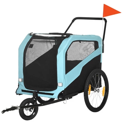 Aosom 2-in-1 Dog Bike Trailer Pet Stroller Carrier For Large Dogs With Hitch, Quick-release Wheels, Foot Support - Image 3