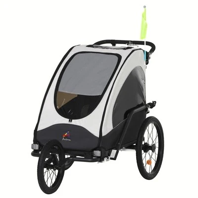 Aosom Bike Trailer For Kids 3 In1 Foldable Child Jogger Stroller Baby Stroller Transport Carrier Rubber Tires Kid Bicycle Trailer - Image 8