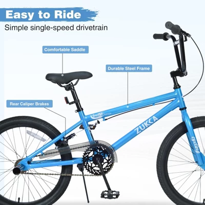 INFURNIC Bicycles Freestyle Kids Bike Single Speed With Rear Caliper Brake For Boys And Girls 7 Years And Up, Blue, 55.12"*25.2"*37"