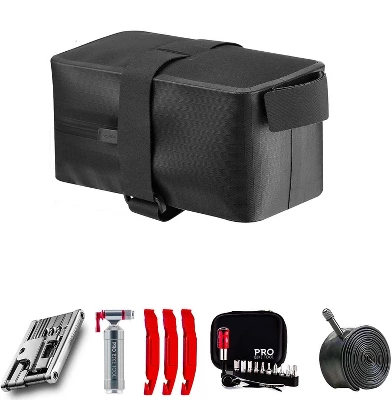 PRO BIKE TOOL 9.65" X 6.14" Strap-On Under Seat Bicycle Saddle Bag, Black Large - Image 3
