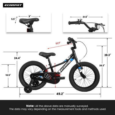 TopComfy Bicycles Kids Bike 18 Inch Wheels With Training Wheels V Brake And Coaster Brake For Safe Riding, 49.5"*21.6"*28.3" - Image 2