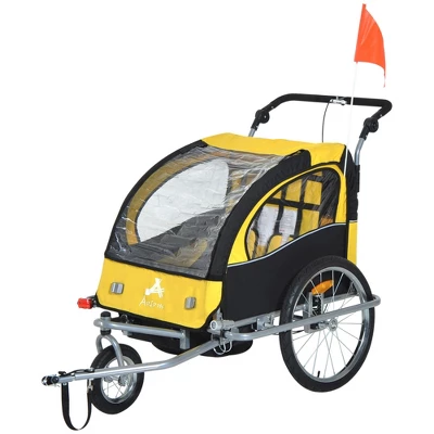 Aosom Elite 360 Swivel Bike Trailer For Kids Double Child Two-Wheel Bicycle Cargo Trailer With 2 Security Harnesses - Image 10