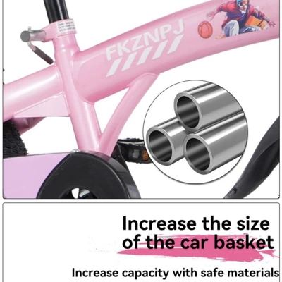 INFURNIC Bicycles 18 Inch Kids Bike With Training Wheels And Adjustable Saddle For Boys And Girls, Pink, 46.4"*20.3"*30.8"