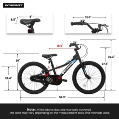 INFURNIC Bicycles 20 Inch Kids Bike With V Brake And Coaster Brake For 4 To 7 Year Olds, Black, 52.3"*21.6"*30.3"