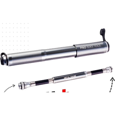 PRO BIKE TOOL 7.3" X 0.98" 100 PSI / 6.9 Bar Mini Bike Pump Classic Fits Presta & Schrader Valves, Black