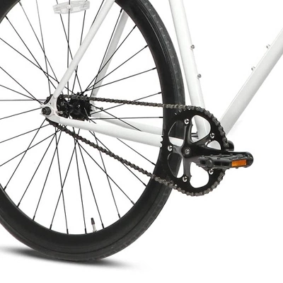 AVASTA BA9002WF-12 700C 47 Inch Single Speed Loop Fixed Gear Urban Commuter Fixie Bike With High-TEN Steel Frame For Adults 4' 10" To 5' 1", White - Image 4