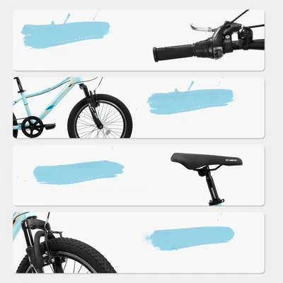 DSVIMOY Bicycles, 20 Inch Children's Bicycle, 7 - Speed Bicycle With Mountain Tire For Boys And Girls Kids Bike, Blue, 55.9"*32.2"*21.2" - Image 3