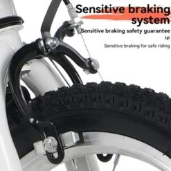 NAYSAYE Bicycle 18 Inch Kids Bike With Training Wheels Adjustable Saddle For Neighborhood Rides, White, 43.3"*20.3"*28.9"