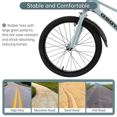 Topteng 20" Kid's Bike With Basket For Boys And Girls - Mist Blue - Image 6