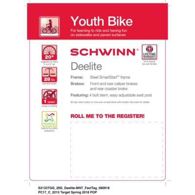 Schwinn Deelite 20" Kids' Bike - Image 7