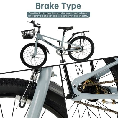 Topteng 20" Kid's Bike With Basket For Boys And Girls - Mist Blue - Image 7