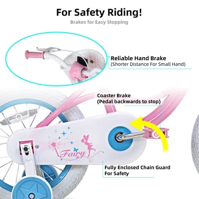 JOYSTAR Fairy Toddlers Kids Bike For Girls Ages 2-9 Years Old, 12 14 16 18 Inch Kids Bike With Training Wheels, Basket - Image 6
