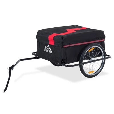 Aosom Bicycle Cargo Trailer, Two-Wheel Bike Luggage Wagon Trailer With Removable Cover, Red - Image 3
