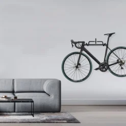 Charles Daily Wall Mounted Bike Rack - Foldable, Space Saving & Bike Storage Solution With Foam Padded Frame Protection - Core Black & Grey