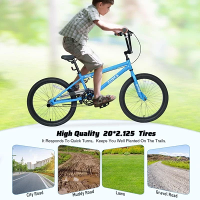 INFURNIC Bicycles Freestyle Kids Bike Single Speed With Rear Caliper Brake For Boys And Girls 7 Years And Up, Blue, 55.12"*25.2"*37" - Image 4