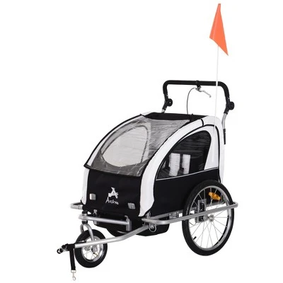 Aosom Elite 360 Swivel Bike Trailer For Kids Double Child Two-Wheel Bicycle Cargo Trailer With 2 Security Harnesses - Image 8