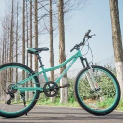 HILAND 24 Inch Kids Bike For Boys Girls, Front Suspension, 7-speed Kids' Mountain Bicycles