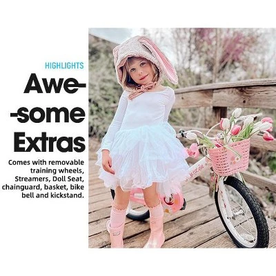 JOYSTAR Little Children Girls Bike For Kids With Doll Carrier, Basket, Training Wheel - Image 3