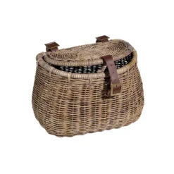 Madaket Creel Basket W/ Lid, Natural Grey