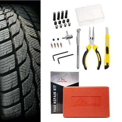 Boulder Tools Heavy Duty Tire Repair Kit - For Cars, Trucks, RVs, SUVs, ATVs, Motorcycles, Tractors & Trailers