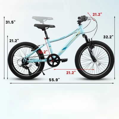 DSVIMOY Bicycles, 20 Inch Children's Bicycle, 7 - Speed Bicycle With Mountain Tire For Boys And Girls Kids Bike, Blue, 55.9"*32.2"*21.2" - Image 2