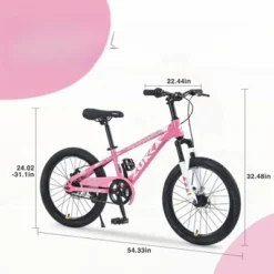 DSVIMOY Bicycles, 20 Inch Mountain Bike For Kids, Mountain Bike With Single Speed, Pink, 54.33"*22.44"*32.46"