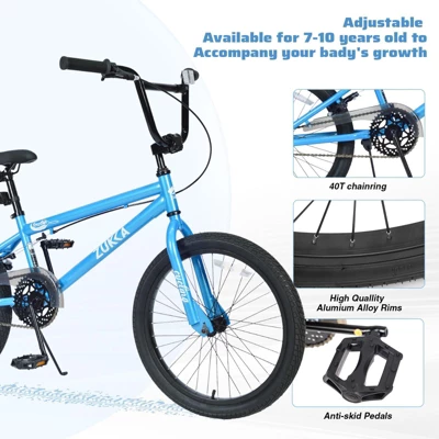 INFURNIC Bicycles Freestyle Kids Bike Single Speed With Rear Caliper Brake For Boys And Girls 7 Years And Up, Blue, 55.12"*25.2"*37" - Image 3