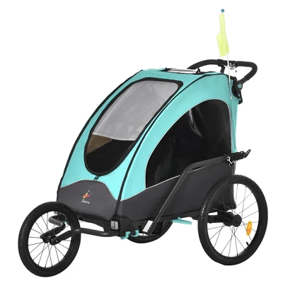 Aosom Bike Trailer For Kids 3 In1 Foldable Child Jogger Stroller Baby Stroller Transport Carrier Rubber Tires Kid Bicycle Trailer - Image 6