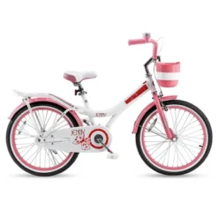 RoyalBaby Jenny Princess Kids Bike With Enclosed Chain Guard, Kickstand, Basket, Bell & Tool Kit For Ages 7 And Above, Pink EL