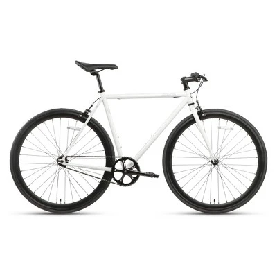 AVASTA BA9002WF-12 700C 47 Inch Single Speed Loop Fixed Gear Urban Commuter Fixie Bike With High-TEN Steel Frame For Adults 4' 10" To 5' 1", White