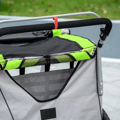 Aosom 2-in-1 Child Bike Traile, Baby Stroller With Brake, Storage Bag, Safety Flag, Reflectors & 5 Point Harness - Image 5