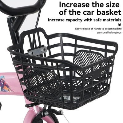 INFURNIC Bicycles 16 Inch Kids Bike With Training Wheels And Adjustable Saddle For Boys And Girls, Pink, 43.3"*20.3"*28.9" - Image 4