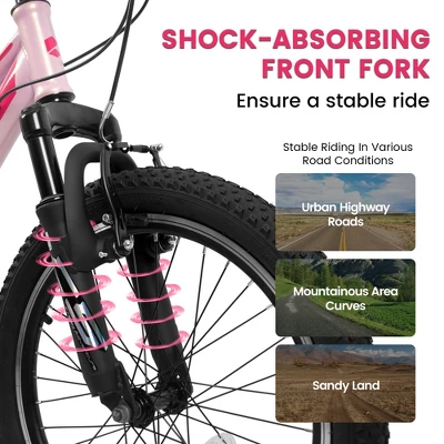 Gulches 20 Inch Kids Bike (4-7 Yrs/100-120cm), 7-Speed, Shock-Absorbing Fork, V-Brakes, 20x2.125 Tires, 85% Pre-Assembled, Tools - Image 3