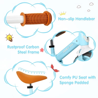 Honey Joy Kids Balance Bike Toddler Training Bicycle W/ Feetrests For 2-5 Years Old RedBluePink - Image 8