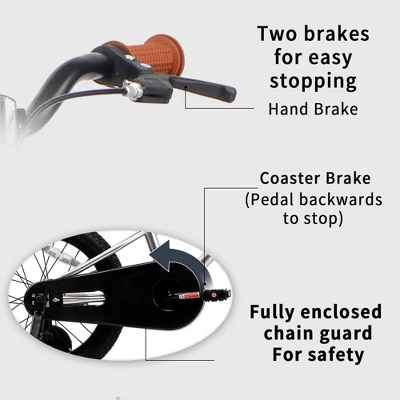 Petimini BP1001YD-5 16 Inch BMX Style Kids Bike With Removable Training Wheels And Rear Coaster Brakes For Kids 4-7 Years Old, Silver - Image 4