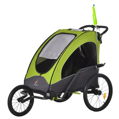 Aosom Bike Trailer For Kids 3 In1 Foldable Child Jogger Stroller Baby Stroller Transport Carrier Rubber Tires Kid Bicycle Trailer - Image 9