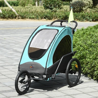 Aosom Bike Trailer For Kids 3 In1 Foldable Child Jogger Stroller Baby Stroller Transport Carrier Rubber Tires Kid Bicycle Trailer