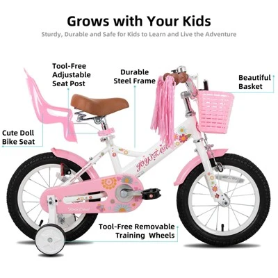 JOYSTAR Little Children Girls Bike For Kids With Doll Carrier, Basket, Training Wheel - Image 9