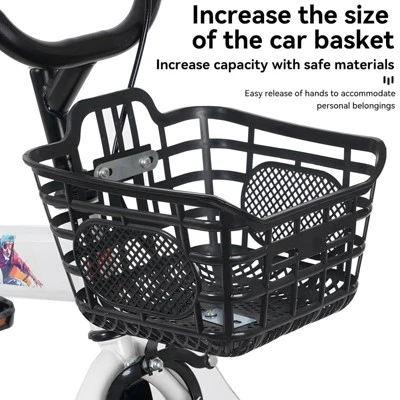 NAYSAYE Bicycle 18 Inch Kids Bike With Training Wheels Adjustable Saddle For Neighborhood Rides, White, 43.3"*20.3"*28.9" - Image 3