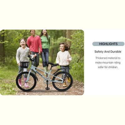 Topteng 20" Kid's Bike With Basket For Boys And Girls - Mist Blue - Image 10